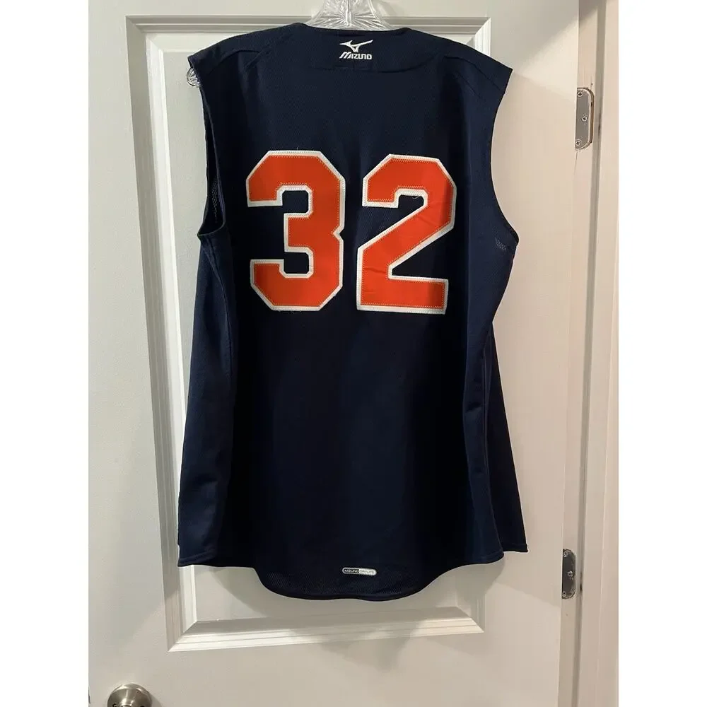 “Mizuno Baseball Jersey Vest Men M Navy #32 Athletics Sewn Logo”